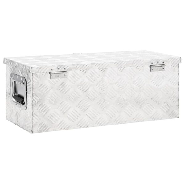 vidaXL Storage Box Silver 27.6"x12.2"x10.6" Aluminum - Image 4