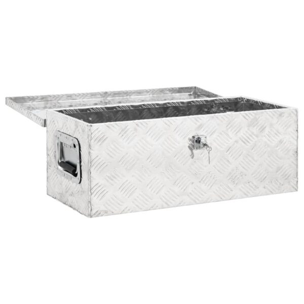 vidaXL Storage Box Silver 27.6"x12.2"x10.6" Aluminum - Image 5