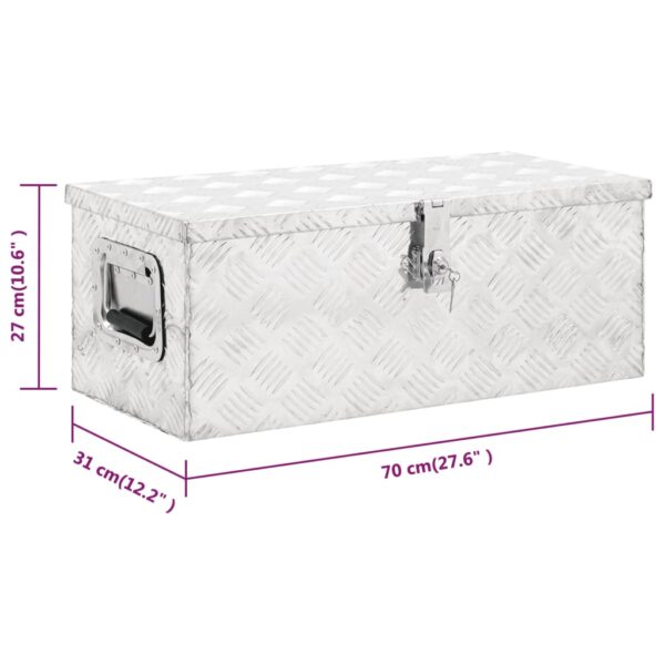 vidaXL Storage Box Silver 27.6"x12.2"x10.6" Aluminum - Image 8