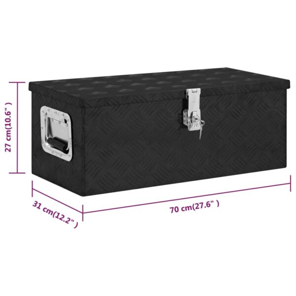 vidaXL Storage Box Black 27.6"x12.2"x10.6" Aluminum - Image 8