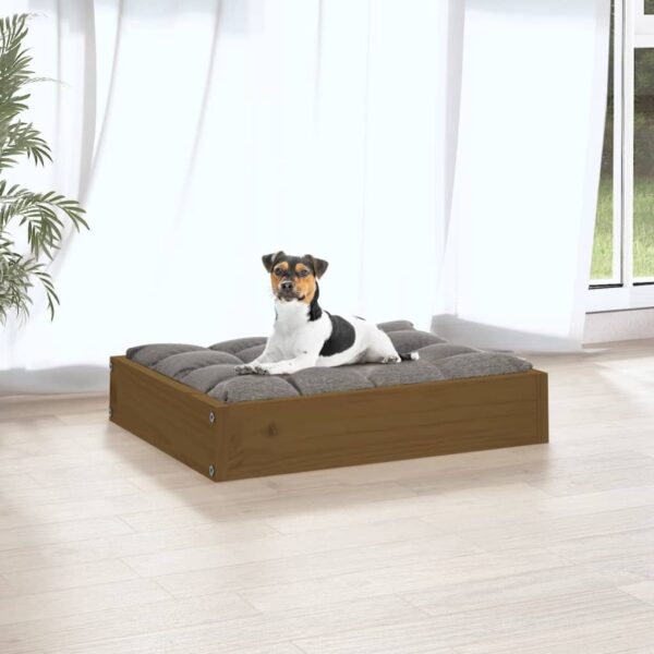 vidaXL Dog Bed Honey Brown 20.3"x17.3"x3.5" Solid Wood Pine - Image 5