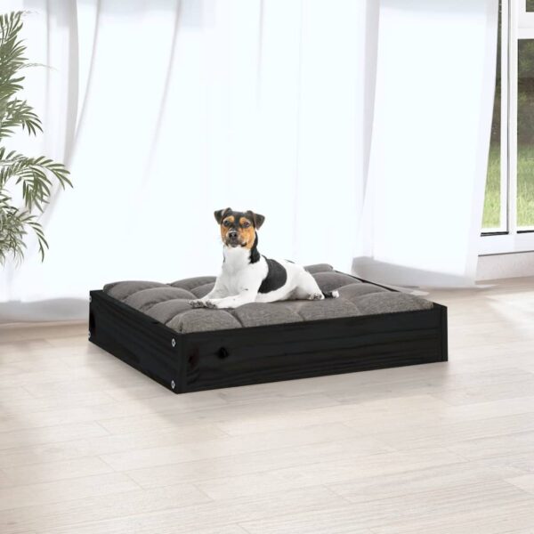 vidaXL Dog Bed Black 20.3"x17.3"x3.5" Solid Wood Pine - Image 5