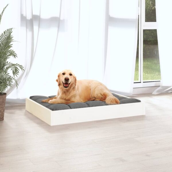 vidaXL Dog Bed White 28.1"x21.3"x3.5" Solid Wood Pine - Image 5