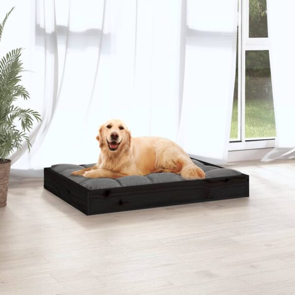 vidaXL Dog Bed Black 28.1"x21.3"x3.5" Solid Wood Pine - Image 5