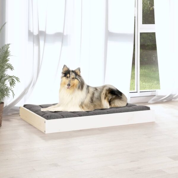 vidaXL Dog Bed White 36"x25.2"x3.5" Solid Wood Pine - Image 5