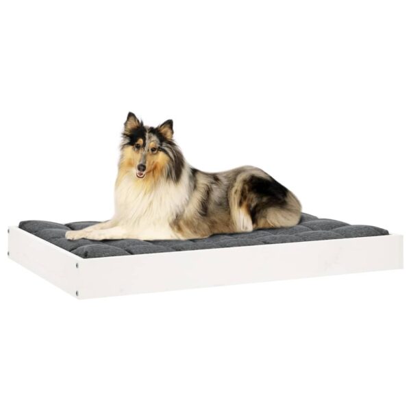 vidaXL Dog Bed White 36"x25.2"x3.5" Solid Wood Pine - Image 6