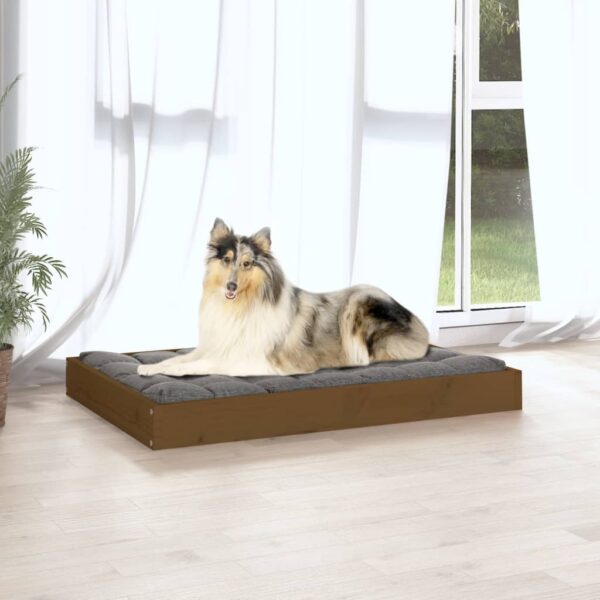 vidaXL Dog Bed Honey Brown 36"x25.2"x3.5" Solid Wood Pine - Image 5