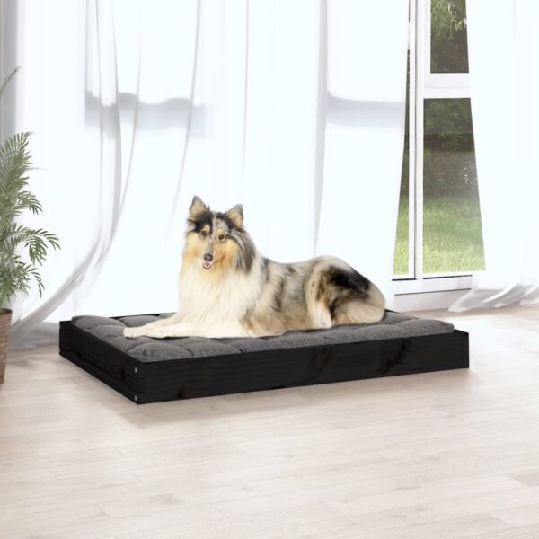 vidaXL Dog Bed Black 36"x25.2"x3.5" Solid Wood Pine - Image 5