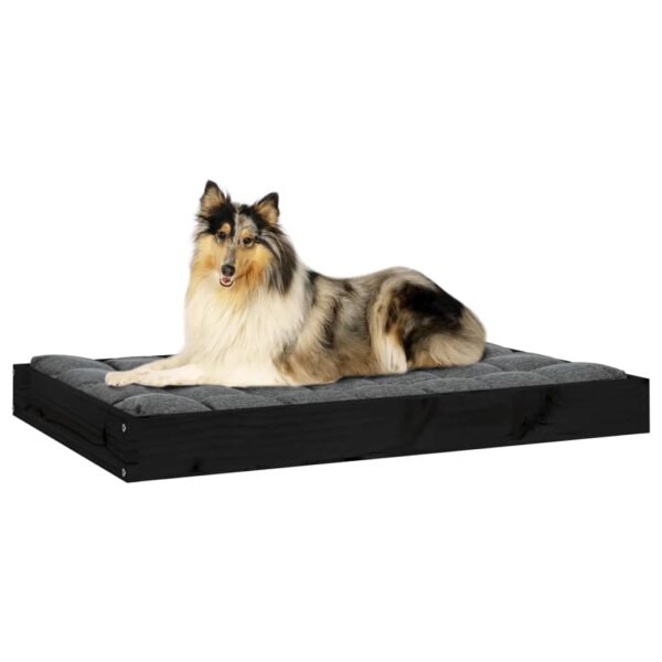 vidaXL Dog Bed Black 36"x25.2"x3.5" Solid Wood Pine - Image 6