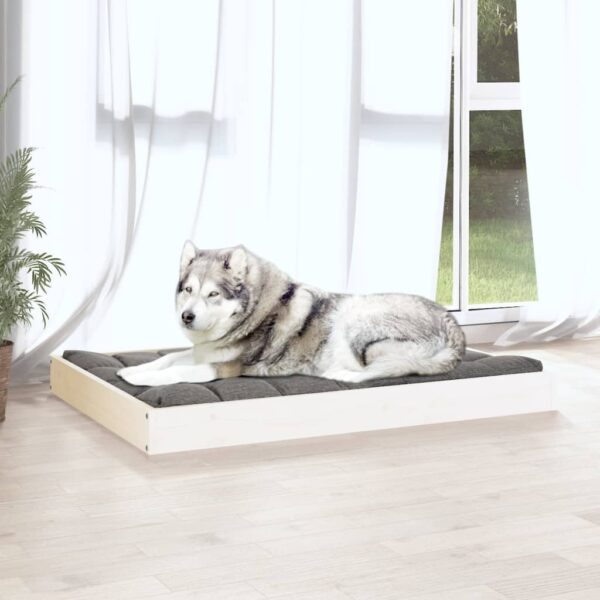 vidaXL Dog Bed White 40"x29.1"x3.5" Solid Wood Pine - Image 5