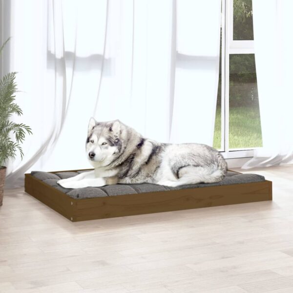 vidaXL Dog Bed Honey Brown 40"x29.1"x3.5" Solid Wood Pine - Image 5