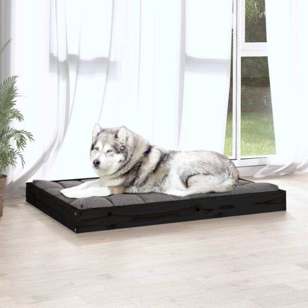 vidaXL Dog Bed Black 40"x29.1"x3.5" Solid Wood Pine - Image 5