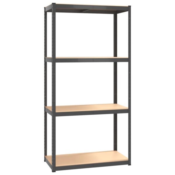 vidaXL 4-Layer Storage Shelf Anthracite Steel&Engineered Wood - Image 2