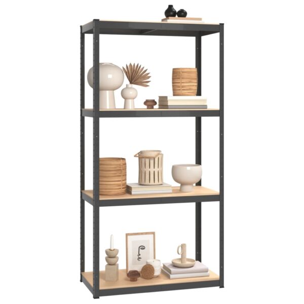 vidaXL 4-Layer Storage Shelf Anthracite Steel&Engineered Wood - Image 3