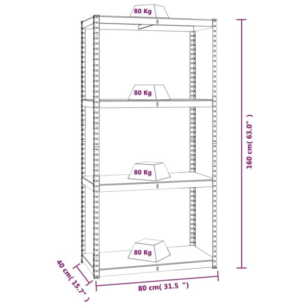 vidaXL 4-Layer Storage Shelf Anthracite Steel&Engineered Wood - Image 9