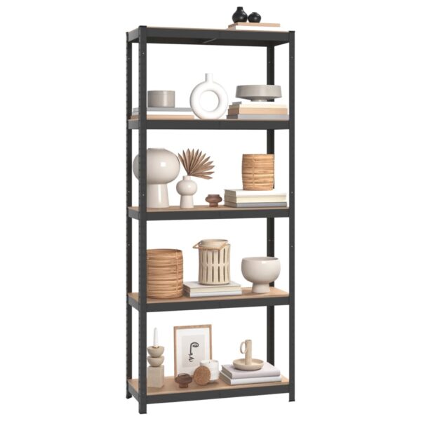 vidaXL 5-Layer Shelves 3 pcs Anthracite Steel&Engineered Wood - Image 3