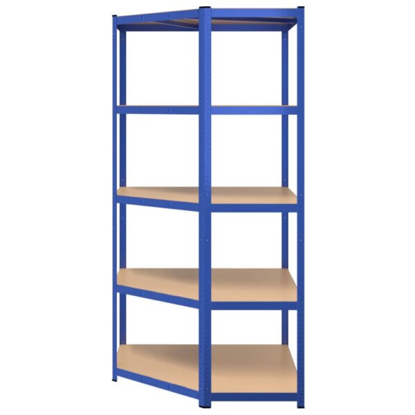 vidaXL 5-Layer Corner Shelf Blue Steel&Engineered Wood - Image 5