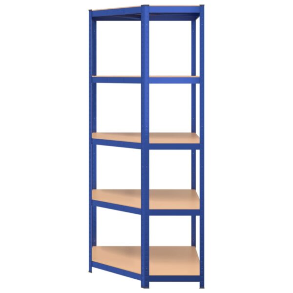 vidaXL 5-Layer Corner Shelf Blue Steel&Engineered Wood - Image 5