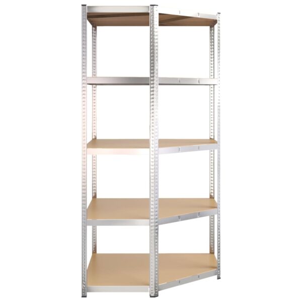 vidaXL 5-Layer Heavy-duty Corner Shelf Silver Steel&Engineered Wood - Image 5