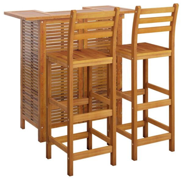 vidaXL 3 Piece Patio Bar Set Solid Wood Acacia - Image 3