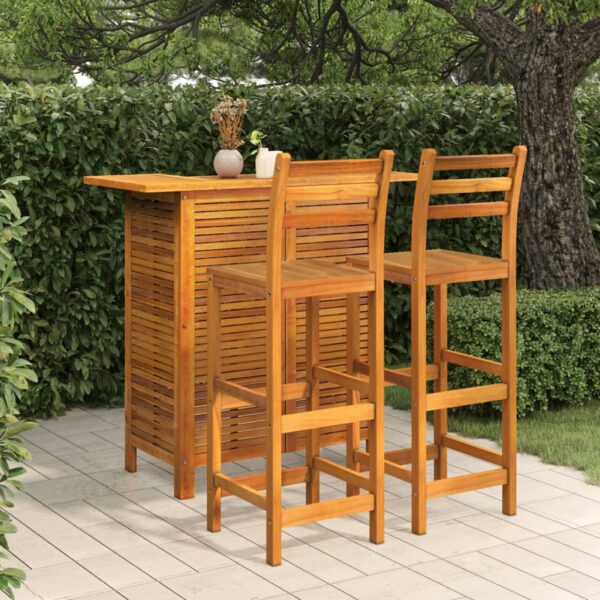 vidaXL 3 Piece Patio Bar Set Solid Wood Acacia