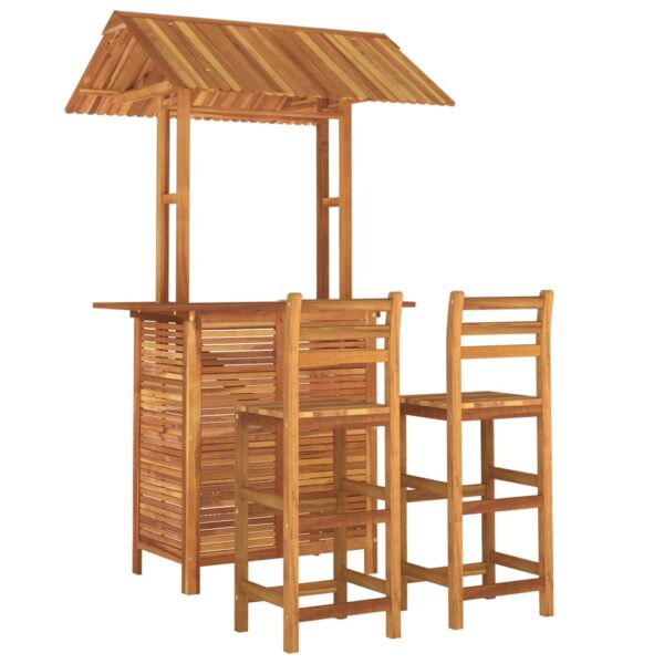 vidaXL 3 Piece Patio Bar Set Solid Wood Acacia - Image 3