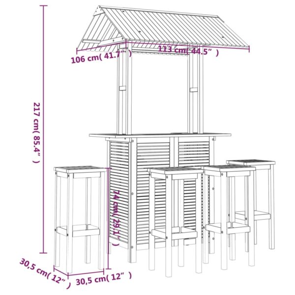 vidaXL 5 Piece Patio Bar Set Solid Wood Acacia - Image 9