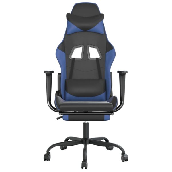 vidaXL Massage Gaming Chair with Footrest Black&Blue Faux Leather - Image 4