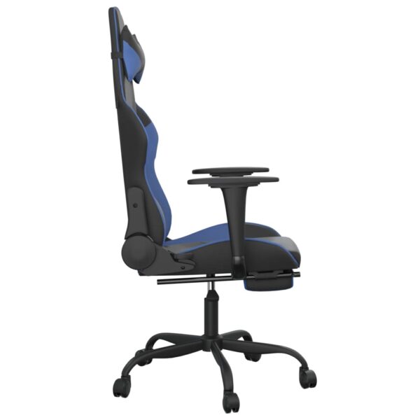 vidaXL Massage Gaming Chair with Footrest Black&Blue Faux Leather - Image 5