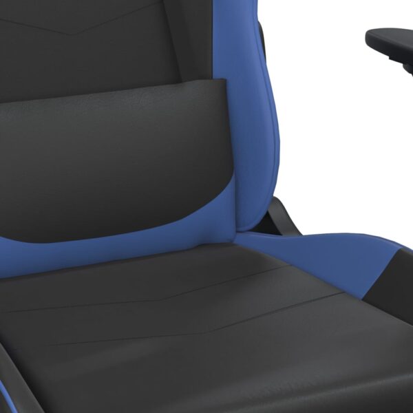 vidaXL Massage Gaming Chair with Footrest Black&Blue Faux Leather - Image 9