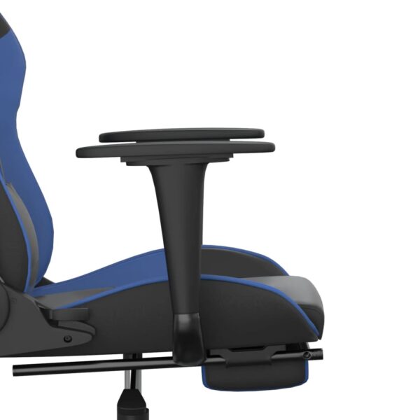 vidaXL Massage Gaming Chair with Footrest Black&Blue Faux Leather - Image 11