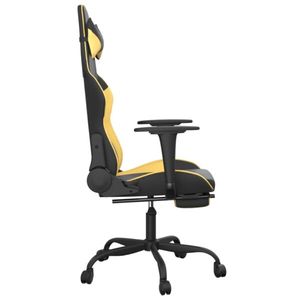 vidaXL Massage Gaming Chair with Footrest Black&Gold Faux Leather - Image 5