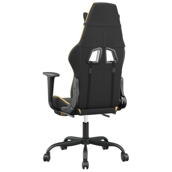 vidaXL Massage Gaming Chair with Footrest Black&Gold Faux Leather - Image 6