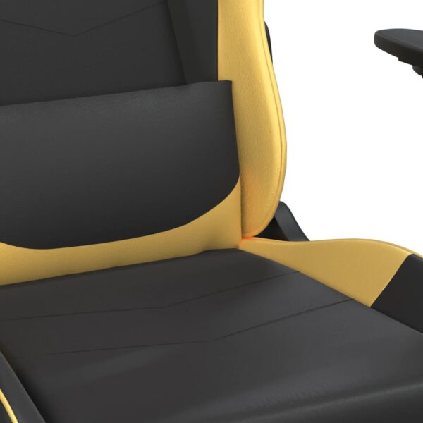 vidaXL Massage Gaming Chair with Footrest Black&Gold Faux Leather - Image 9