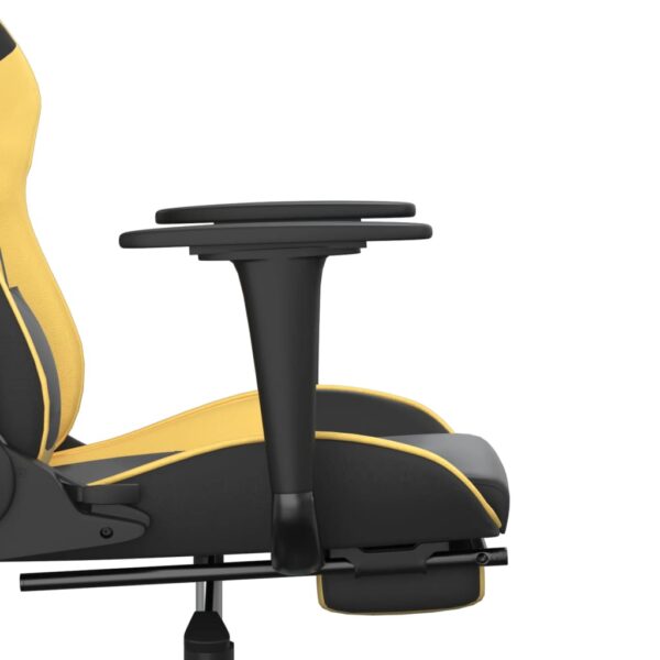 vidaXL Massage Gaming Chair with Footrest Black&Gold Faux Leather - Image 11