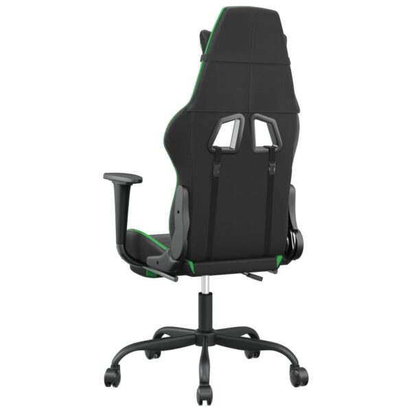 vidaXL Massage Gaming Chair with Footrest Black&Green Faux Leather - Image 6