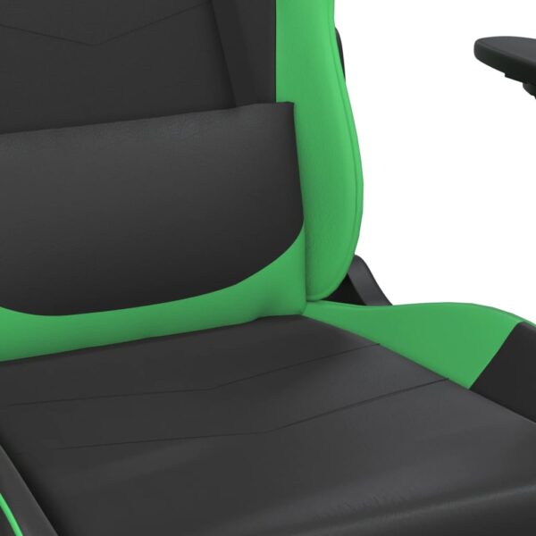 vidaXL Massage Gaming Chair with Footrest Black&Green Faux Leather - Image 9