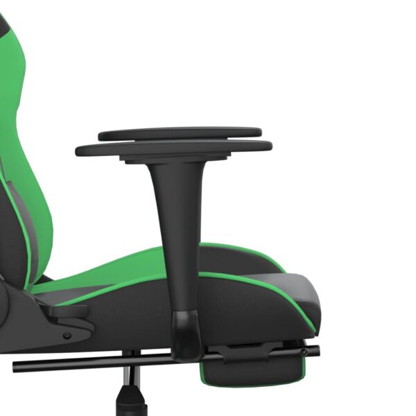 vidaXL Massage Gaming Chair with Footrest Black&Green Faux Leather - Image 11