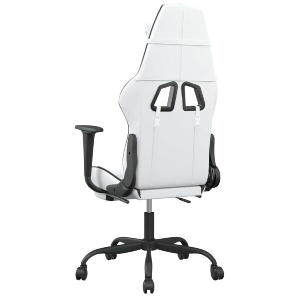 vidaXL Massage Gaming Chair with Footrest White&Black Faux Leather - Image 6