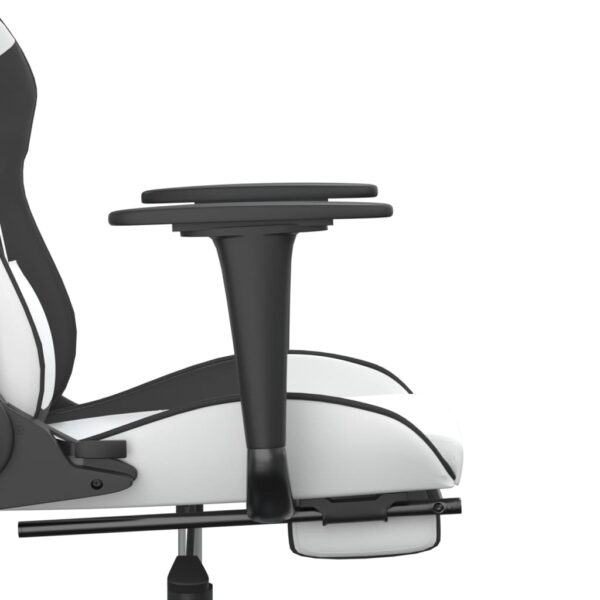 vidaXL Massage Gaming Chair with Footrest White&Black Faux Leather - Image 11