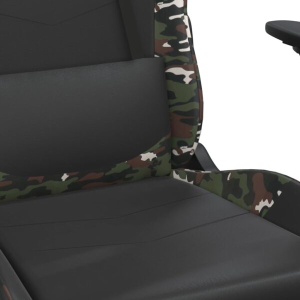 vidaXL Massage Gaming Chair with Footrest Black&Camouflage Faux Leather - Image 12