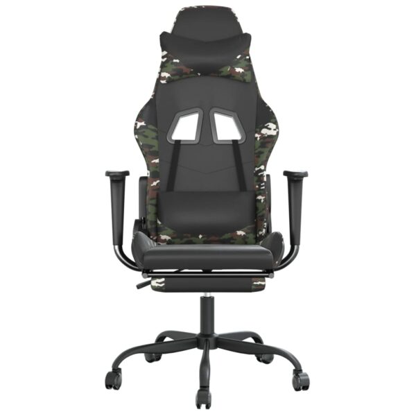 vidaXL Massage Gaming Chair with Footrest Black&Camouflage Faux Leather - Image 4