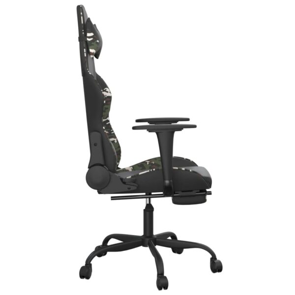 vidaXL Massage Gaming Chair with Footrest Black&Camouflage Faux Leather - Image 5