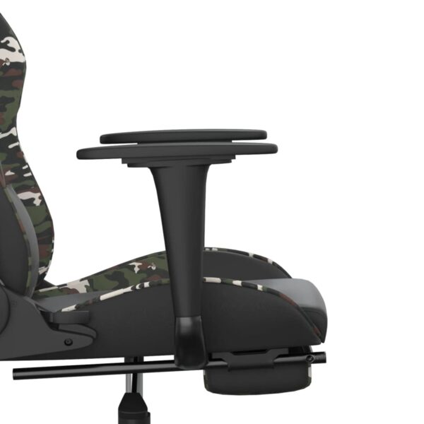 vidaXL Massage Gaming Chair with Footrest Black&Camouflage Faux Leather - Image 10