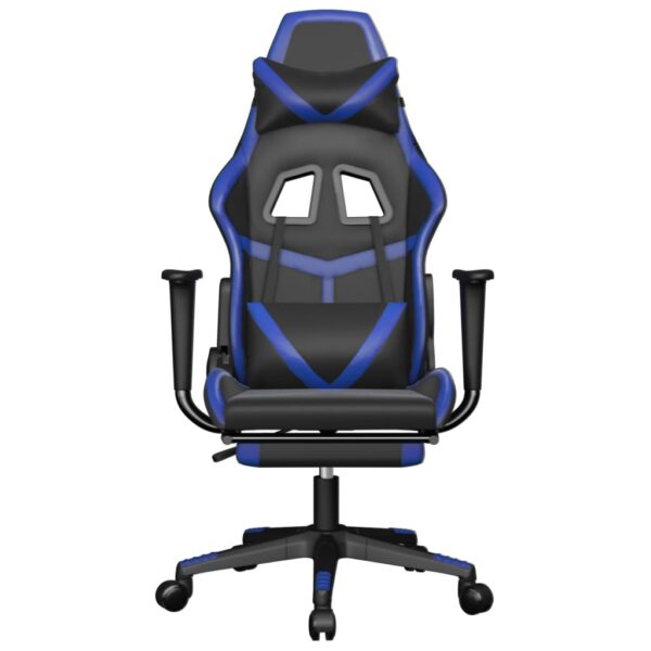 vidaXL Massage Gaming Chair with Footrest Black&Blue Faux Leather - Image 4