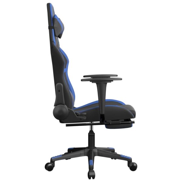 vidaXL Massage Gaming Chair with Footrest Black&Blue Faux Leather - Image 5