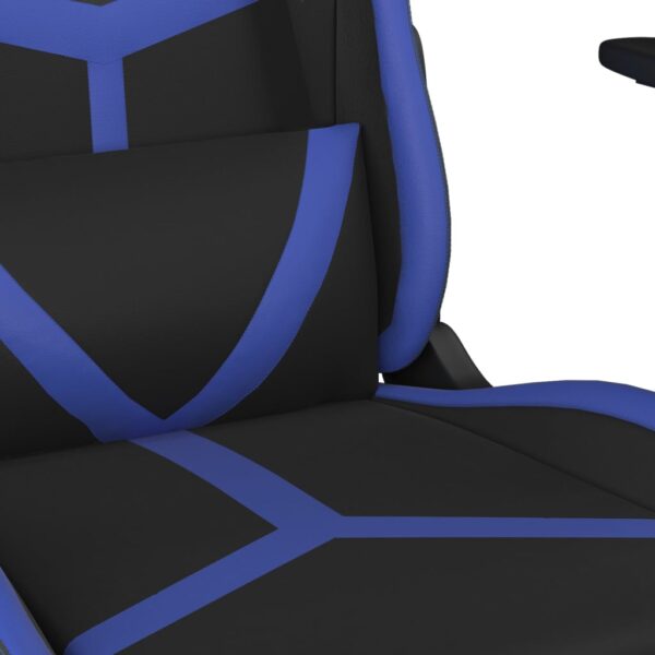 vidaXL Massage Gaming Chair with Footrest Black&Blue Faux Leather - Image 9