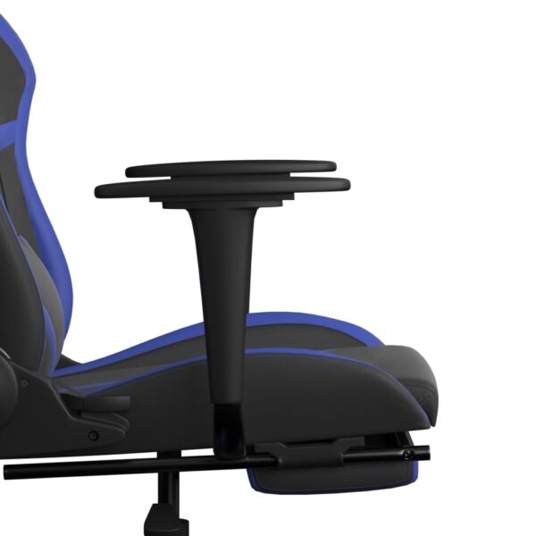 vidaXL Massage Gaming Chair with Footrest Black&Blue Faux Leather - Image 11