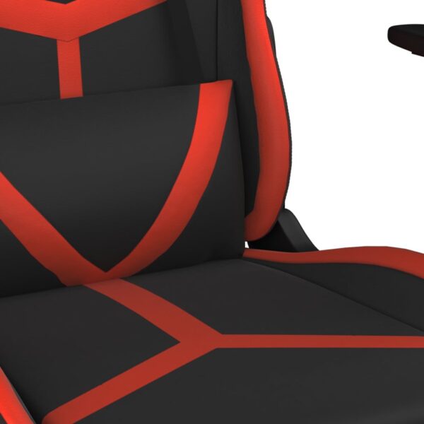 vidaXL Massage Gaming Chair with Footrest Black&Red Faux Leather - Image 12