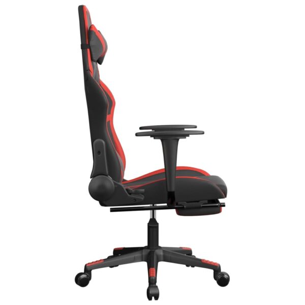 vidaXL Massage Gaming Chair with Footrest Black&Red Faux Leather - Image 5